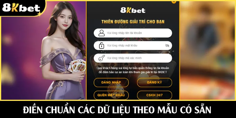 Điền chuẩn các dữ liệu theo mẫu có sẵn